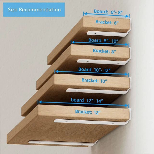 Alt view image 7 of 7 - Shelf Brackets, Heavy Duty Floating Shelf Brackets 12-Inch Long, 6-Pack Brackets for Shelves, Matte White L Hidden Metal Wall Shelf Support Shelving Brackets, 1/5-Inch Thick 160 lb. Load Capacity