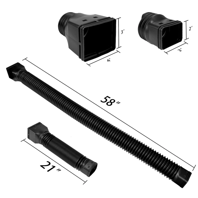 Alt view image 2 of 6 - 3 Pack Rain Gutter Downspout Extensions Flexible,Downspout Diverter Extendable From 21" To 58". Downspout Extender Is Suitable For Most Drain Pipe (Black)