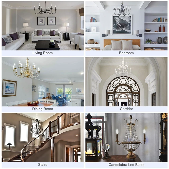 Alt view image 6 of 7 - 10 Pack E12 LED Light Bulbs Dimmable 40W Equivalent 5000K Daylight Candelabra Light Bulb Type B Small Base for Chandelier, CRI85+ 120V, 400LM, 4W LED B11 for Ceiling Fan, Candle Light Bulb