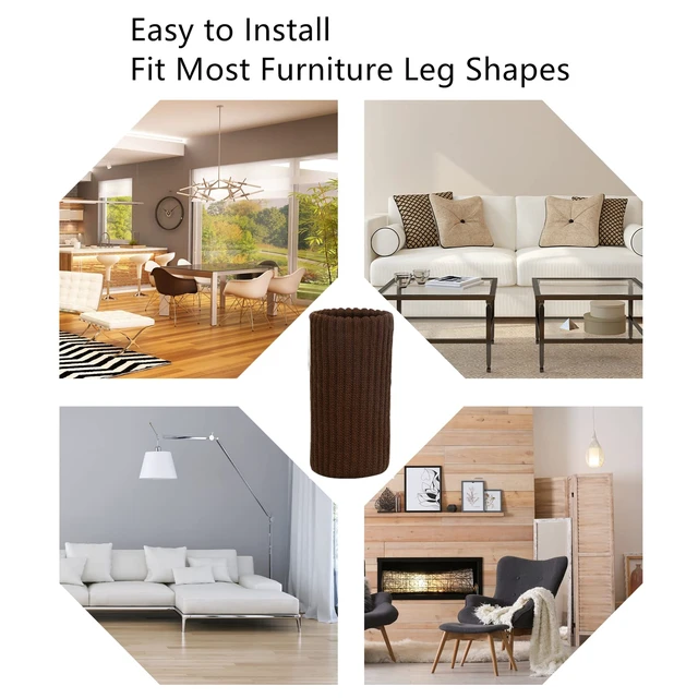Alt view image 3 of 6 - 32 PCs Furniture Leg Socks - Coffee Knitted Furniture Socks, Double Thickness Chair Leg Floor Protectors, High Elastic Chair Leg Covers Furniture Caps Set, Move Easily and Reduce Noise (Pack of 2)