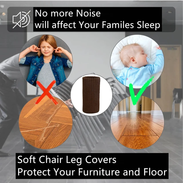 Alt view image 4 of 6 - 32 PCs Furniture Leg Socks - Coffee Knitted Furniture Socks, Double Thickness Chair Leg Floor Protectors, High Elastic Chair Leg Covers Furniture Caps Set, Move Easily and Reduce Noise (Pack of 2)