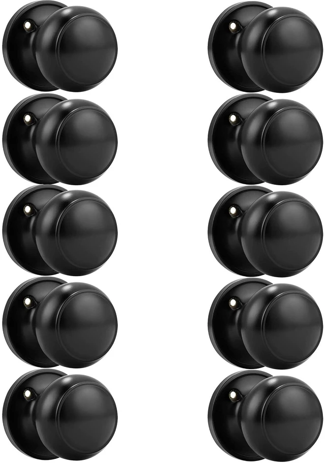 Main image of (10 Pack Classic Closet Door Knobs Dummy Door Knob, Individual Non-Turning Dummy Door Knob Single Side, Black Interior Door Knobs, Easy Installation