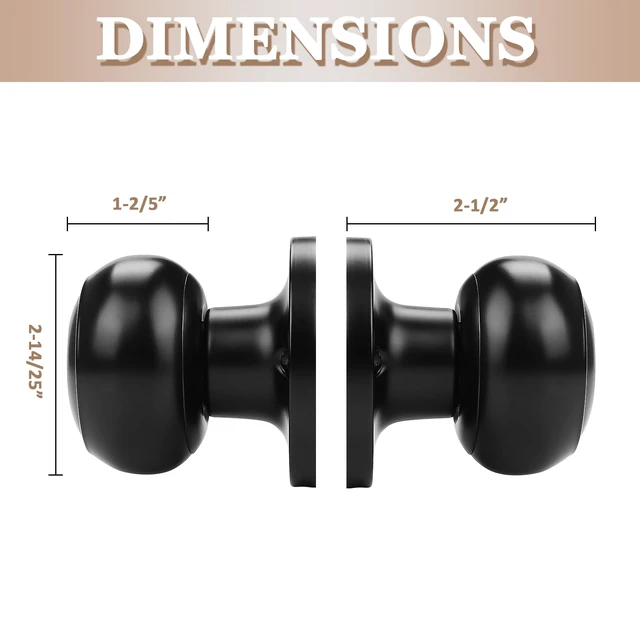 Alt view image 4 of 7 - (8 Pack Classic Closet Door Knobs Dummy Door Knob, Individual Non-Turning Dummy Door Knob Single Side, Black Interior Door Knobs, Easy Installation
