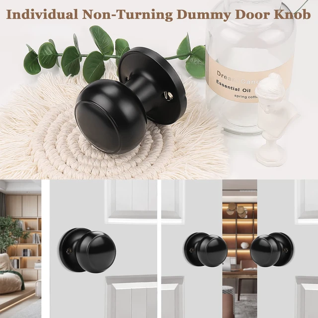 Alt view image 3 of 7 - (8 Pack Classic Closet Door Knobs Dummy Door Knob, Individual Non-Turning Dummy Door Knob Single Side, Black Interior Door Knobs, Easy Installation