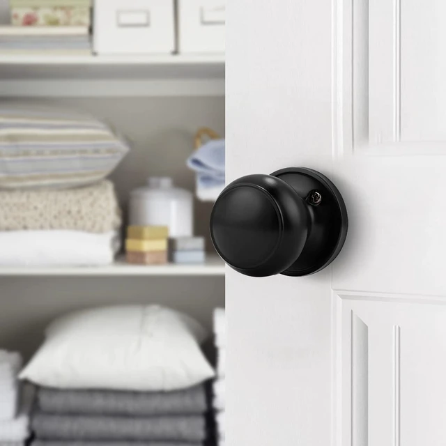 Alt view image 6 of 7 - (8 Pack Classic Closet Door Knobs Dummy Door Knob, Individual Non-Turning Dummy Door Knob Single Side, Black Interior Door Knobs, Easy Installation