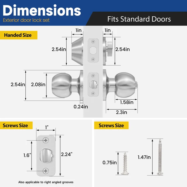 Alt view image 2 of 7 - Keyed Same Exterior Door Lock Set, Front Door Lock Set, Satin Nickel, 4Pack Single Cylinder Deadbolt Lock and Door Knob Set, Keyed Alike Entry Door Knobs with Lock and Keys for Entrance and Front Door