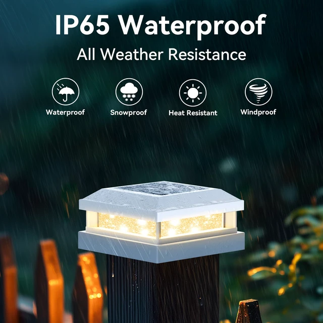 Alt view image 5 of 7 - 4x4 5x5 Solar Post Cap Lights Outdoor 6-Pack White for Vinyl/Wooden Post, 16LEDs, Warm/Cool White, Waterproof, Solar Powered Fence Post Lights for Garden, Patio, Porch