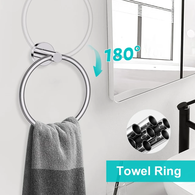 Alt view image 3 of 7 - Polished Chrome Towel Bar Bathroom Hardware Accessories Set, 5 Pieces Toilet Paper Holder Towel Racks Set for Bathroom Stainless Steel Wall Mounted 23.6 in