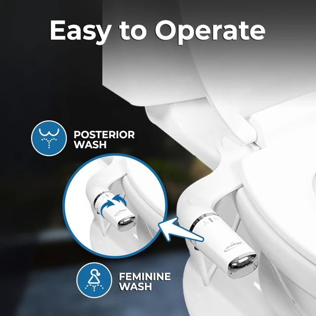 Alt view image 4 of 7 - Bidet Attachment for Toilet, Ultra-Slim Self Cleaning Toilet Bidet with Separate Rear & Feminine Cleansing Nozzles, Includes Travel Bidet & 4 Accent Rings (Right-Handed)