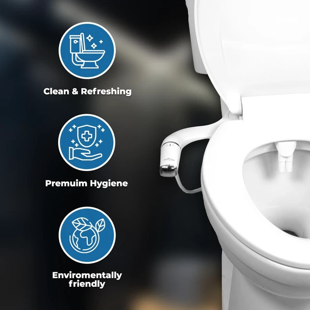 Alt view image 3 of 7 - Bidet Attachment for Toilet, Ultra-Slim Self Cleaning Toilet Bidet with Separate Rear & Feminine Cleansing Nozzles, Includes Travel Bidet & 4 Accent Rings (Right-Handed)