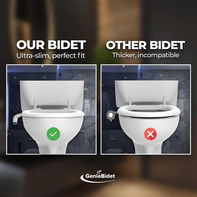 Alt view image 5 of 7 - Bidet Attachment for Toilet, Ultra-Slim Self Cleaning Toilet Bidet with Separate Rear & Feminine Cleansing Nozzles, Includes Travel Bidet & 4 Accent Rings (Right-Handed)