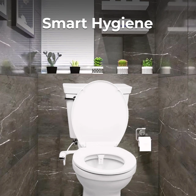 Alt view image 6 of 7 - Bidet Attachment for Toilet, Ultra-Slim Self Cleaning Toilet Bidet with Separate Rear & Feminine Cleansing Nozzles, Includes Travel Bidet & 4 Accent Rings (Right-Handed)