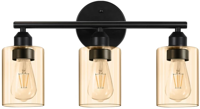 Main image of 3-Light Bathroom Vanity Light Fixture,17.3'',Black Modern Wall Lamp, For Mirror