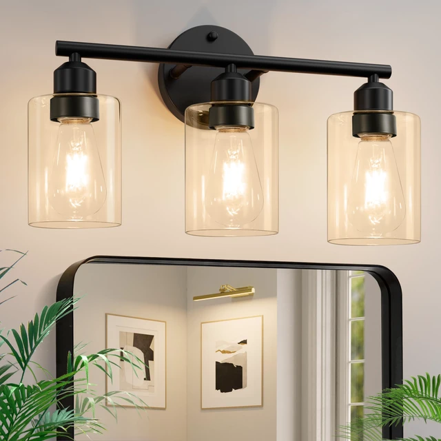 Alt view image 2 of 7 - 3-Light Bathroom Vanity Light Fixture,17.3'',Black Modern Wall Lamp, For Mirror