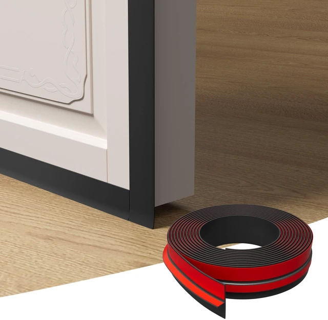Main image of T-Shaped Weather Stripping Seal, Black Silicone, 1.97 in x 40 ft Flexible door seal strip covers door, window, and bathroom gaps; peel-and-stick design helps reduce drafts