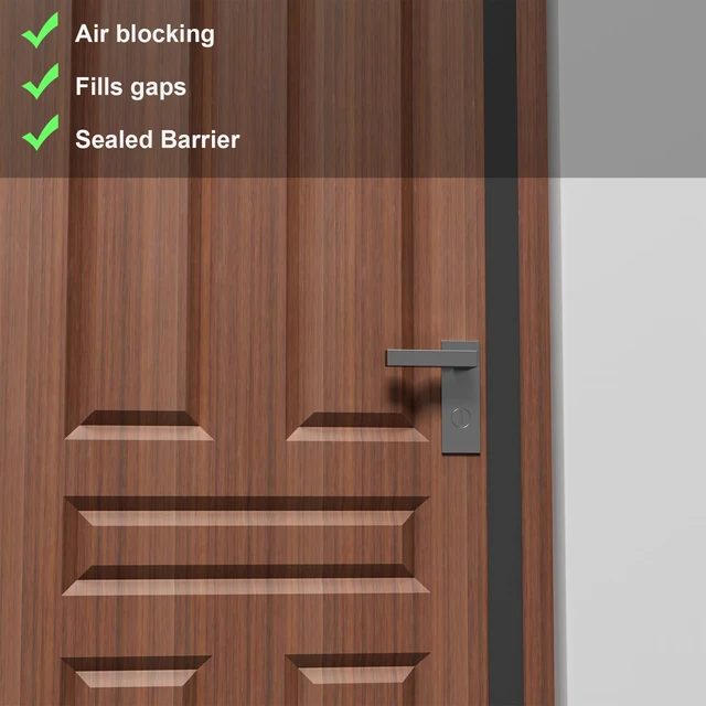Alt view image 4 of 6 - T-Shaped Weather Stripping Seal, Black Silicone, 1.37 in x 40 ft Flexible door seal strip covers door, window, and bathroom gaps; peel-and-stick design helps reduce drafts