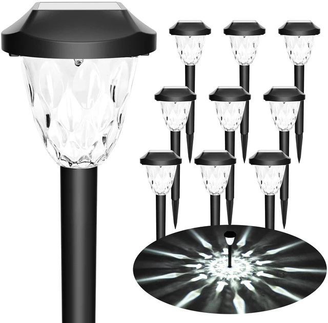 Main image of 10 Pack Solar Lights Outdoor, Solar Pathway Lights with Great Pattern, Waterproof Auto On/Off Light for Outside Yard Garden Walkway Driveway Lawn Pathway