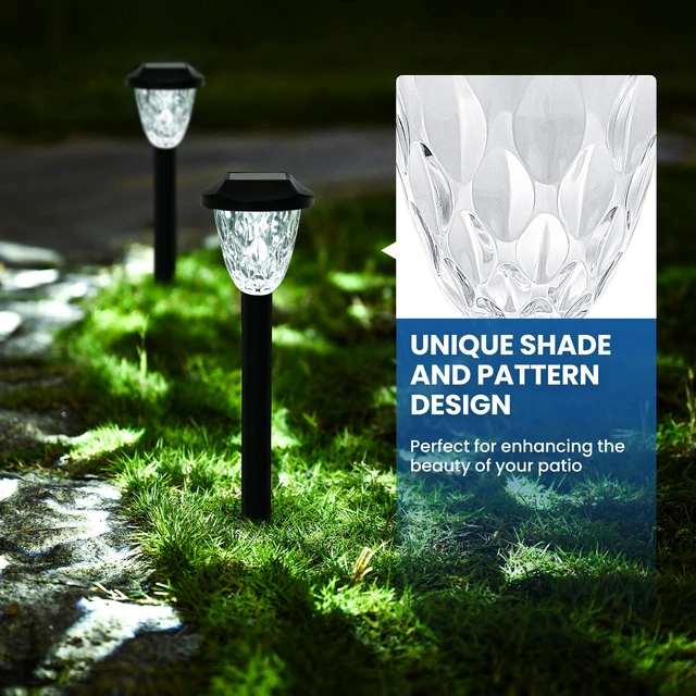 Alt view image 2 of 7 - 10 Pack Solar Lights Outdoor, Solar Pathway Lights with Great Pattern, Waterproof Auto On/Off Light for Outside Yard Garden Walkway Driveway Lawn Pathway