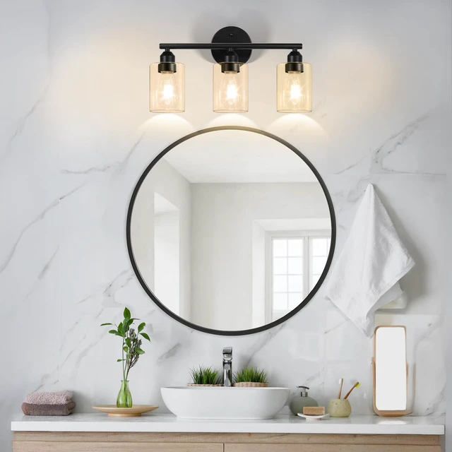 Alt view image 7 of 7 - 3-Light Bathroom Vanity Light Fixture,17.3'',Black Modern Wall Lamp, For Mirror