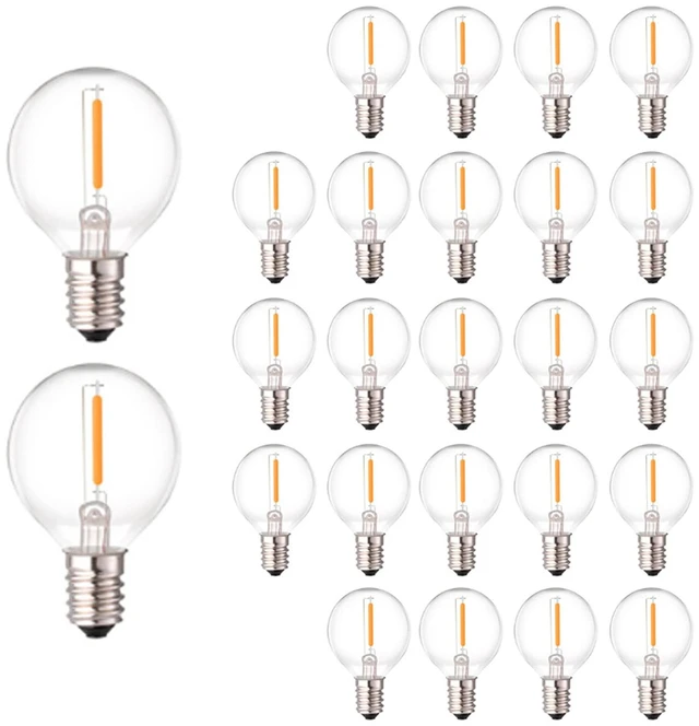 Main image of G40 LED Replacement Bulbs, 2700K Warm White, E12 Base, 25PK Waterproof & Dimmable, 1.5" Clear Globe Bulbs, Perfect for Outdoor Patio/Garden/Backyard Wedding Holiday String Lights