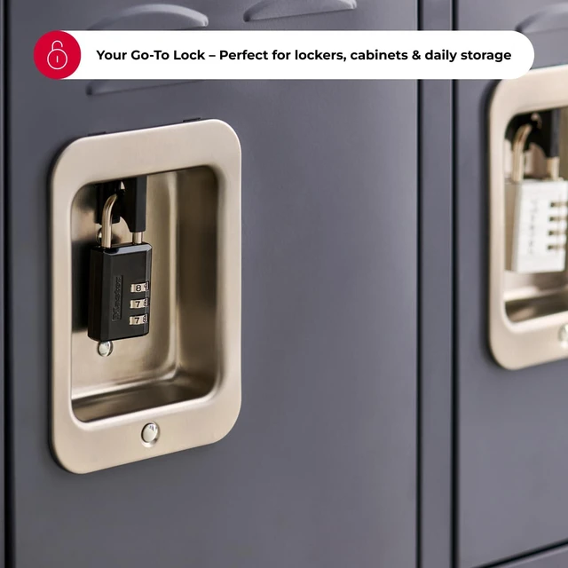 Alt view image 3 of 7 - Combination Padlock, Resettable 3-Digit Code 2-Pack 647BLKEC2 1-3/16-inch Metal Combination Lock, Set Your Own Combination Locker Padlock, Travel Lock For Luggage Or Backpack