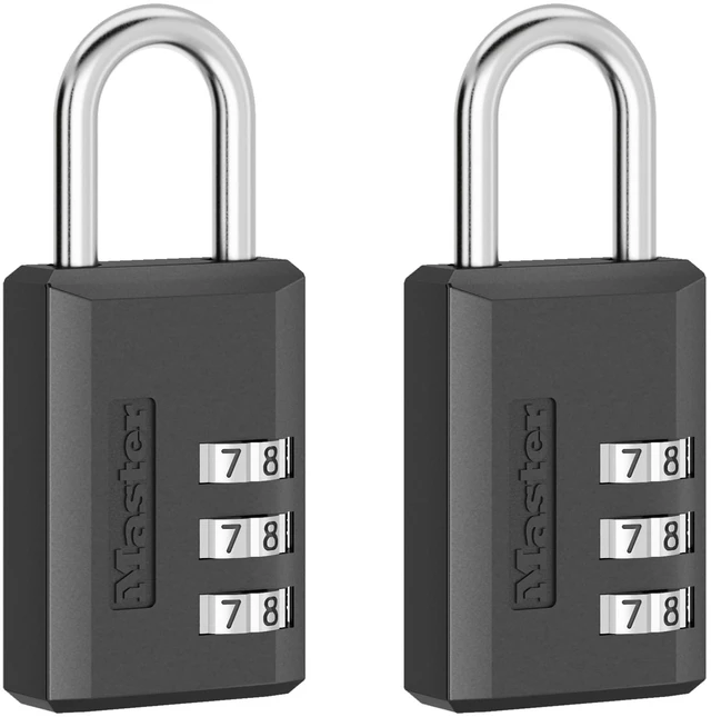 Alt view image 2 of 7 - Combination Padlock, Resettable 3-Digit Code 2-Pack 647BLKEC2 1-3/16-inch Metal Combination Lock, Set Your Own Combination Locker Padlock, Travel Lock For Luggage Or Backpack
