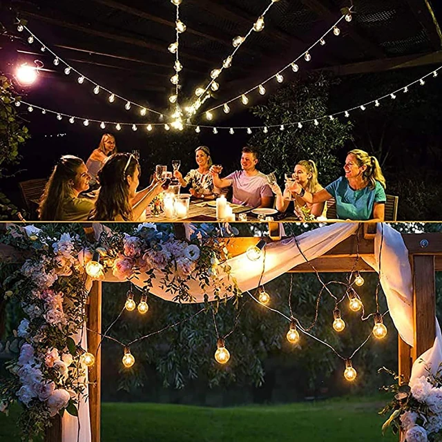 Alt view image 3 of 7 - G40 LED Replacement Bulbs, 2700K Warm White, E12 Base, 25PK Waterproof & Dimmable, 1.5" Clear Globe Bulbs, Perfect for Outdoor Patio/Garden/Backyard Wedding Holiday String Lights