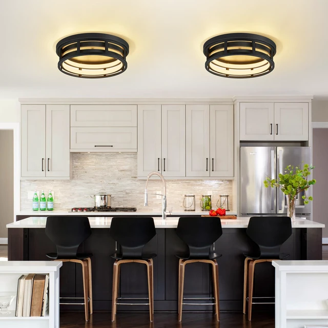 Alt view image 2 of 7 - LED Flush Mount Ceiling Light Fixture,Modern Hallway Light Fixtures Ceiling,3 Color Selectable Light Fixtures Ceiling Mount for Kitchen Hallway Entry Bedroom (2 Pack)