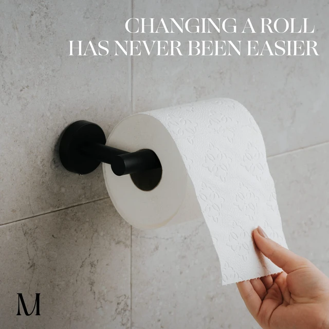 Alt view image 4 of 7 - 2 PCS Matte Black Bathroom Hardware Set - Hand Towel Holder for Bathroom Wall + Black Toilet Paper Holder Wall Mount | Towel Holder Hanger Rack Stainless Steel Bathroom Set - Towel Rack
