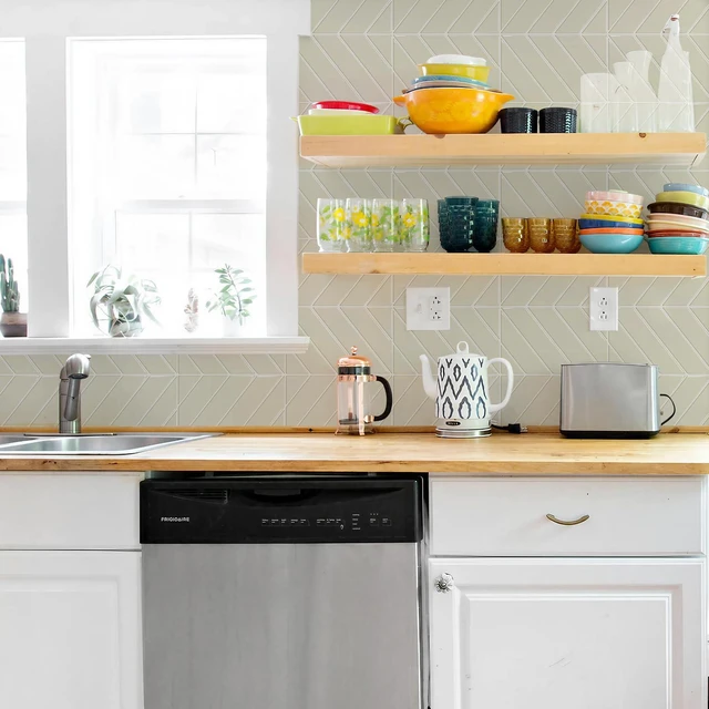 Alt view image 3 of 7 - Herringbone Peel and Stick Backsplash, Light Gray Beige, 10 Sheets 12.6 x 9.7 in, Thicker Rectangular Vinyl Stick-On Wall Tiles, Easy Alignment, Waterproof, Easy to Clean, Kitchen/Bathroom