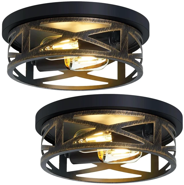 Main image of Farmhouse Light Fixtures,2 Pack Flush Mount Ceiling Light,Light Fixtures Ceiling Mount for Hallway Kitchen Entryway Bedroom E26 Base
