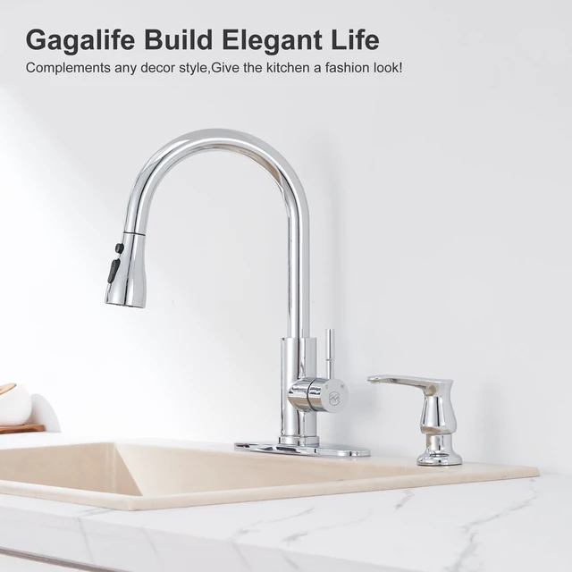 Alt view image 3 of 7 - Kitchen Sink Soap Dispenser with 17 OZ Bottle - Chrome Built in Soap Dispenser, Liquid Dispenser for Kitchen Sink, Refill from The Top, G086C