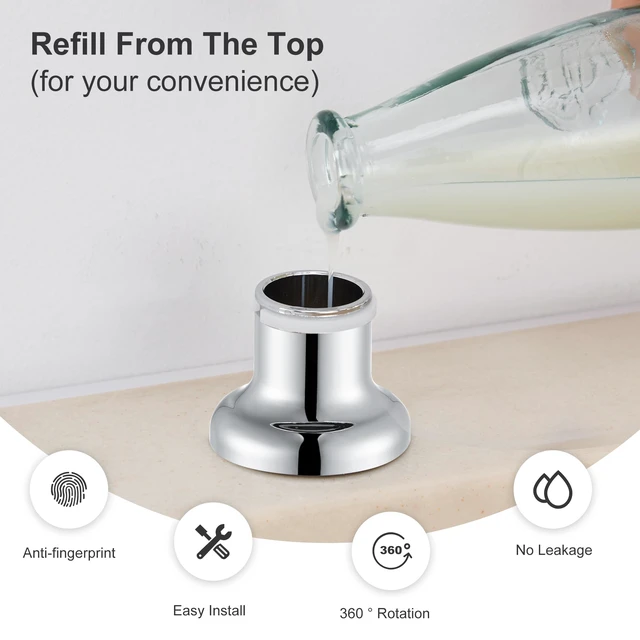 Alt view image 5 of 7 - Kitchen Sink Soap Dispenser with 17 OZ Bottle - Chrome Built in Soap Dispenser, Liquid Dispenser for Kitchen Sink, Refill from The Top, G086C