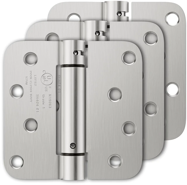 Main image of 3 Pack Self Closing Door Hinges, 4 Inch, Adjustable Tension Spring Loaded Door Hinges for Garage/Front/Back Doors, 5/8'' Radius Corners, Fit Left/Right Hand Doors, UL Listed