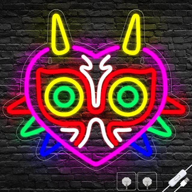 Main image of Majora's Mask Neon Sign, Zelda Gaming Neon Sign for Game Room Decor, Zelda Mask for Boys Room Decor & Gaming Wall Deocr, USB Powered Gamer Gifts for Boys, Teens and Zelda Fans