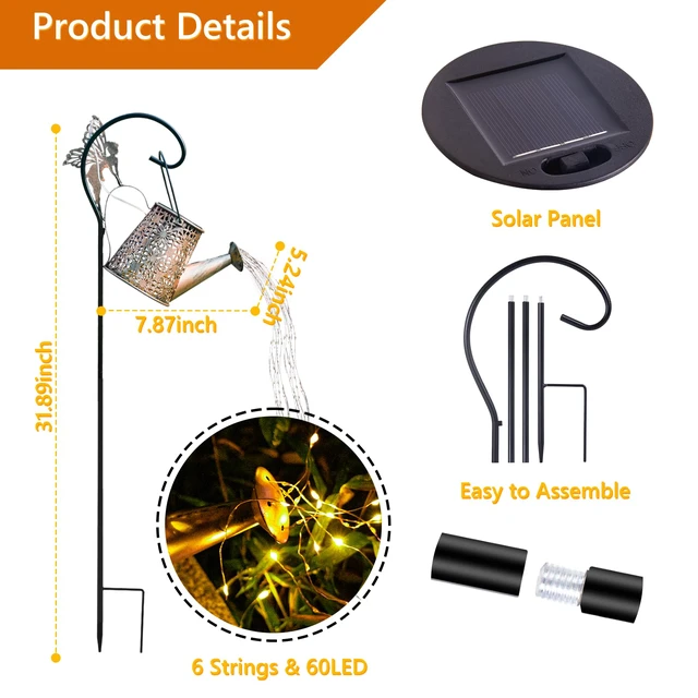 Alt view image 3 of 7 - Solar Watering Can Light, Solar Outdoor Decorative,Garden Decor Lights for Yard Patio Lawn Pathway Landscape, IP65 Waterproof, Garden Gifts for Mom, Grandma Women Birthday