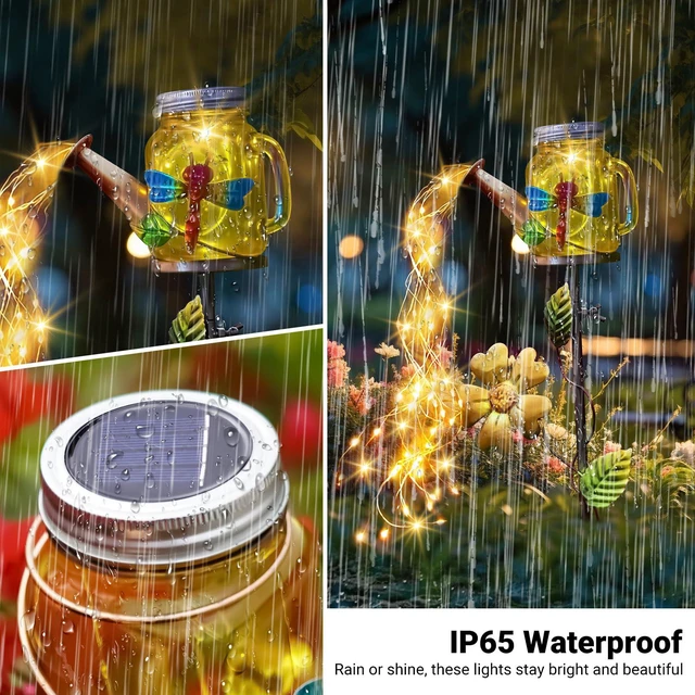 Alt view image 4 of 7 - Solar Watering Can Light, Solar Dragonfly Outdoor Decor Lights IP65 Waterproof, Hanging Dragonfly Garden Light, Outside Garden Flower Bed Decor, Women Gift, Birthday Gifts