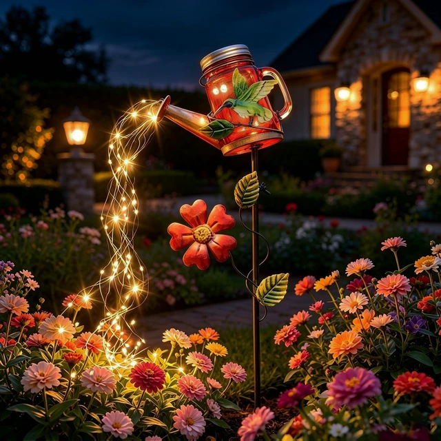 Main image of Solar Watering Can Light, Hummingbird Outdoor Decor Lights IP65 Waterproof, Hanging Hummingbird Garden Light, Outside Garden Flower Bed Decor, Women Gift, Birthday Gifts