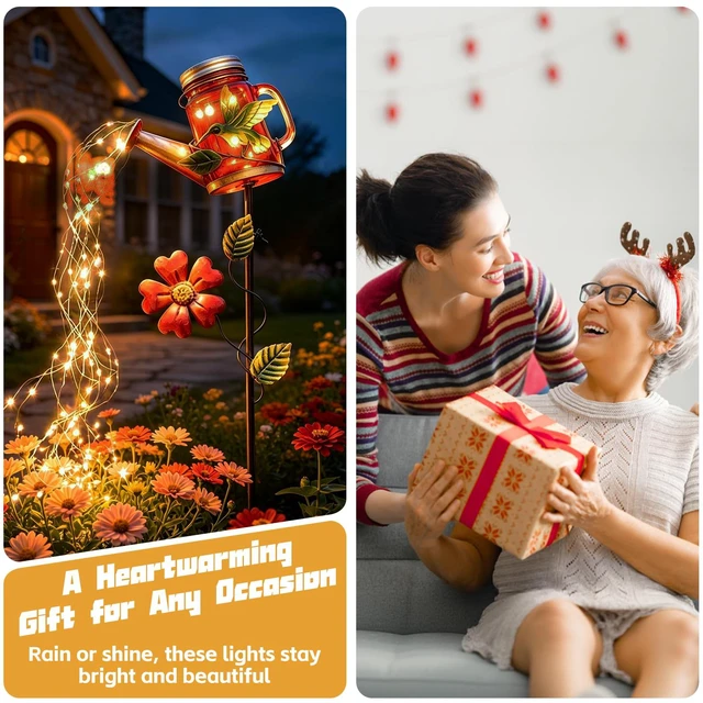 Alt view image 7 of 7 - Solar Watering Can Light, Hummingbird Outdoor Decor Lights IP65 Waterproof, Hanging Hummingbird Garden Light, Outside Garden Flower Bed Decor, Women Gift, Birthday Gifts