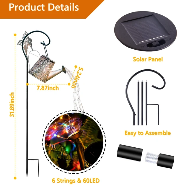 Alt view image 3 of 7 - Solar Watering Can Light, Solar Outdoor Decorative, Garden Decor Lights for Yard, IP65 Waterproof Hanging Lantern Landscape Lights, Garden Gifts for Mom, Grandma Women Birthday