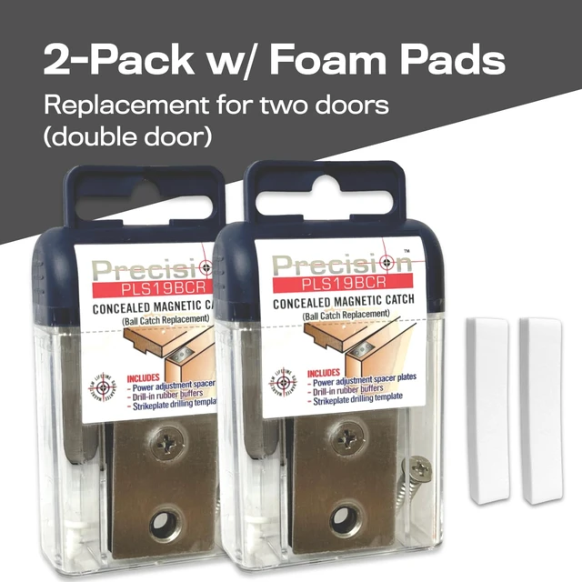 Alt view image 3 of 6 - Magnetic Door Catch, Ball Catch Replacement Hardware for Closet or Double Doors, Precision Lock 2-Pack with Foam Pads