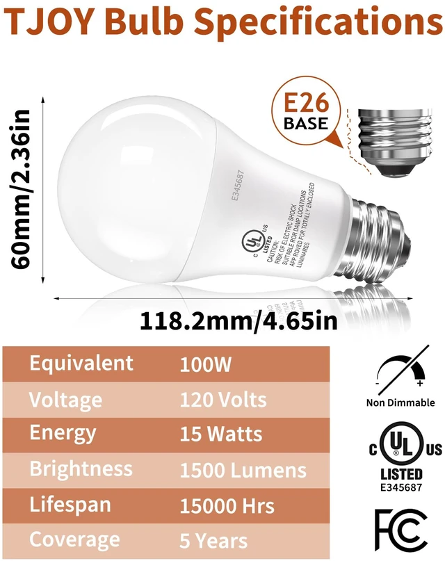 Alt view image 3 of 7 - LED Light Bulbs, 100 Watt Equivalent A19, Soft Warm White 2700K 10 Pack, 15W Bright White 1500 Lumens, Energy Saving, E26 Standard Base, Non Dimmable Lamp for Home Bedroom Indoor