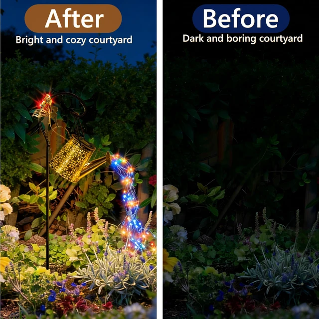 Alt view image 6 of 7 - Solar Watering Can Light, Solar Outdoor Decorative, Garden Decor Lights for Yard, IP65 Waterproof Hanging Lantern Landscape Lights, Garden Gifts for Mom, Grandma Women Birthday