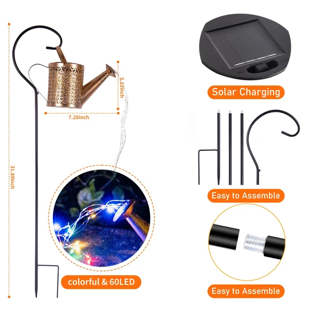 Alt view image 2 of 6 - Solar Watering Can Light, Solar Yard Decorations Outdoor Garden Decor Lights, IP65 Waterproof Hanging Lantern Lights, Flower Bed Decor, Gifts for Grandma, Women, Mom