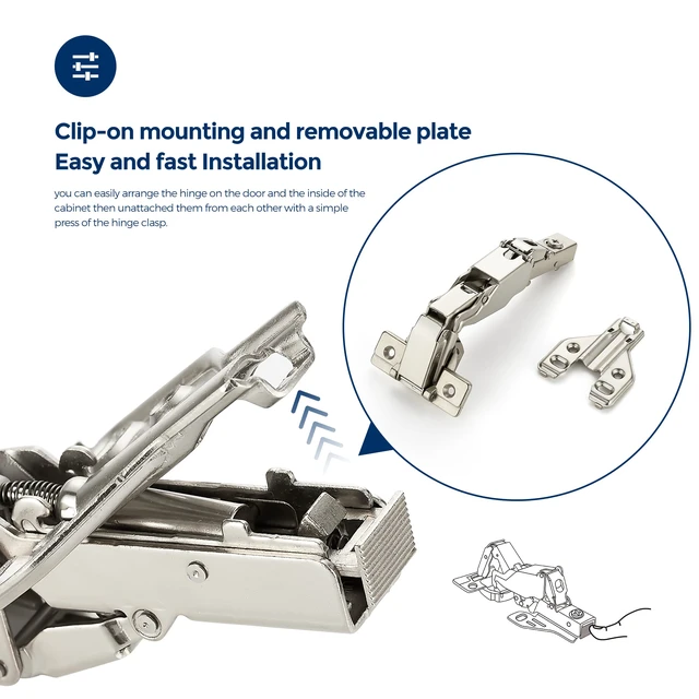 Alt view image 3 of 7 - Kitchen Cabinet Hinges,165 Degree Door Hinges, 5 Pairs 10 Pack Compatible with Lazy Susan Corner Cupboard, Full Overlay, for Face Frame Door, Concealed Corner, Cabinet Hardware
