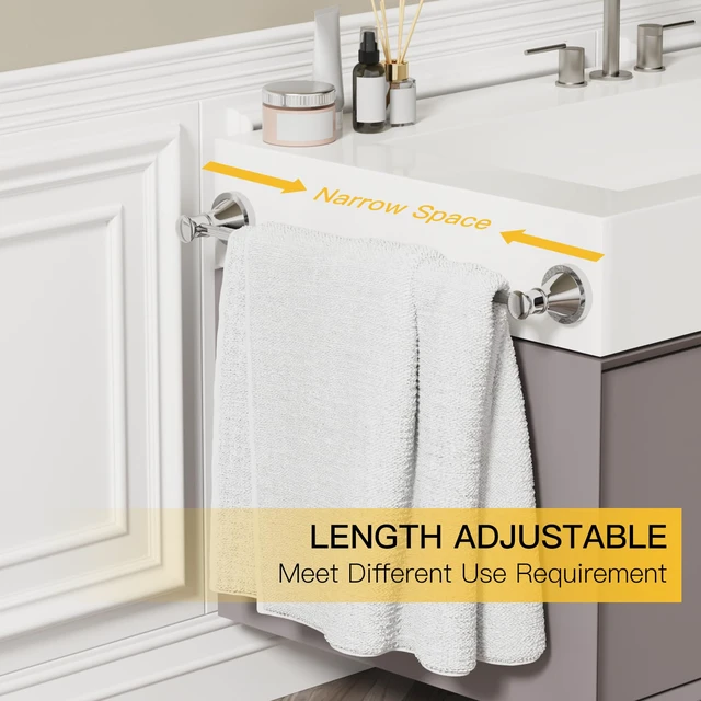 Alt view image 2 of 7 - Towel Racks for Bathroom Wall Mounted Bath Towel Bar Polished Chrome Adjustable 16-26 In, Wall Mounted Towel Holder, Stainless Steel, Rustproof, Towel Bar Rod Hanger Hardware Accessories Hotel
