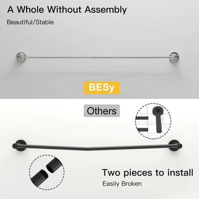 Alt view image 4 of 7 - Towel Racks for Bathroom Wall Mounted Bath Towel Bar Polished Chrome Adjustable 16-26 In, Wall Mounted Towel Holder, Stainless Steel, Rustproof, Towel Bar Rod Hanger Hardware Accessories Hotel