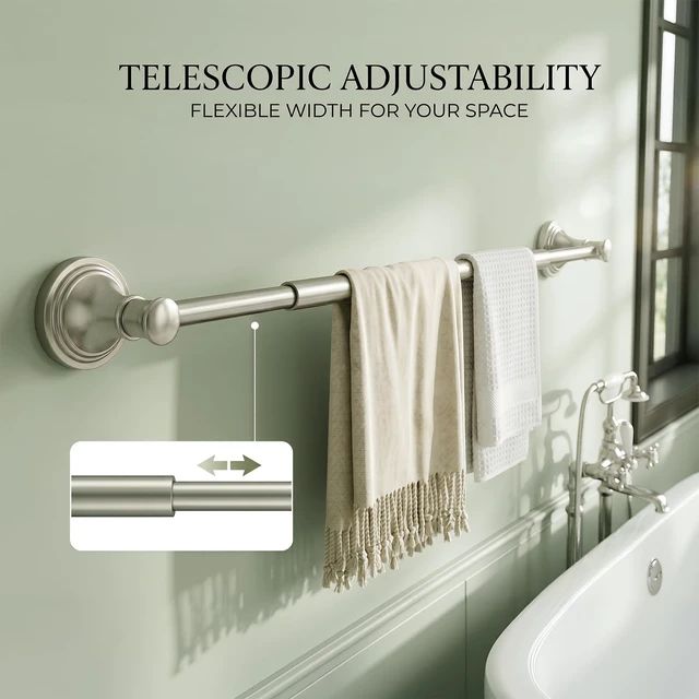 Alt view image 7 of 7 - Towel Racks for Bathroom Wall Mounted Bath Towel Bar Brushed Nickel Adjustable 16-26 In, Wall Mounted Towel Holder, Stainless Steel, Rustproof, Towel Bar Rod Hanger Hardware Accessories Hotel