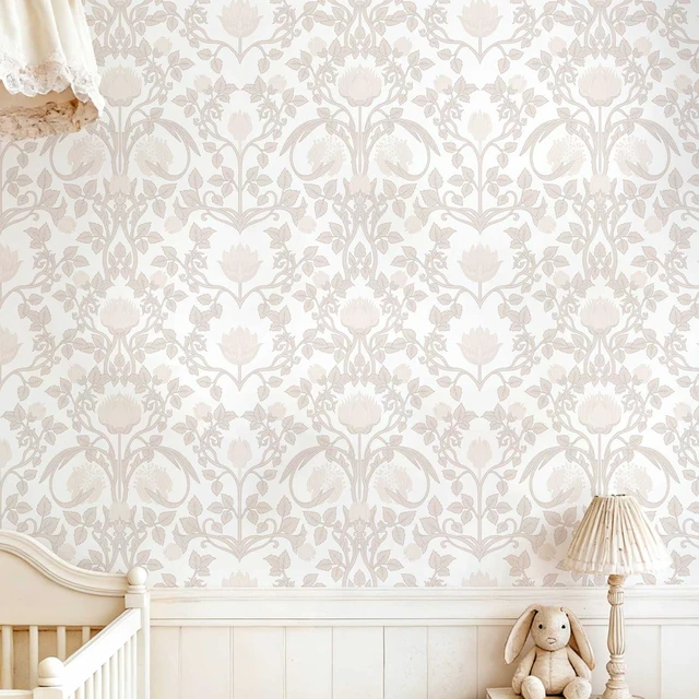 Main image of 17.3" × 393.7" Pink Peel and Stick Wallpaper, Floral Wallpaper for Bedroom Bathroom Self Adhesive Removable