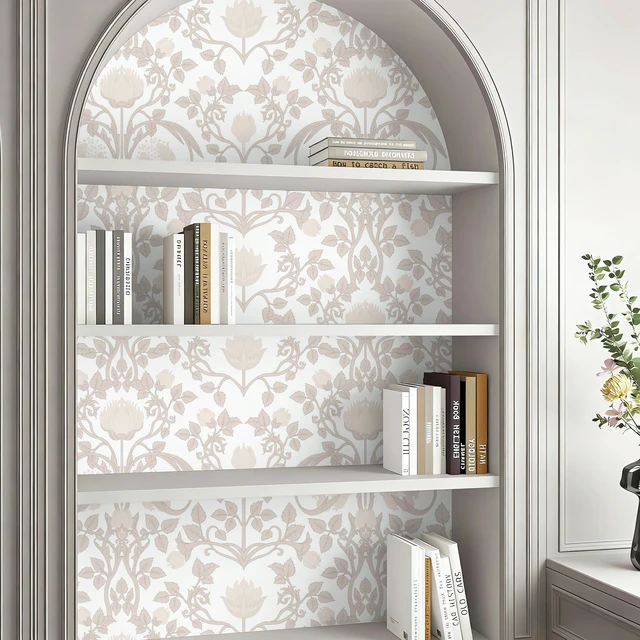 Alt view image 5 of 7 - 17.3" × 393.7" Pink Peel and Stick Wallpaper, Floral Wallpaper for Bedroom Bathroom Self Adhesive Removable